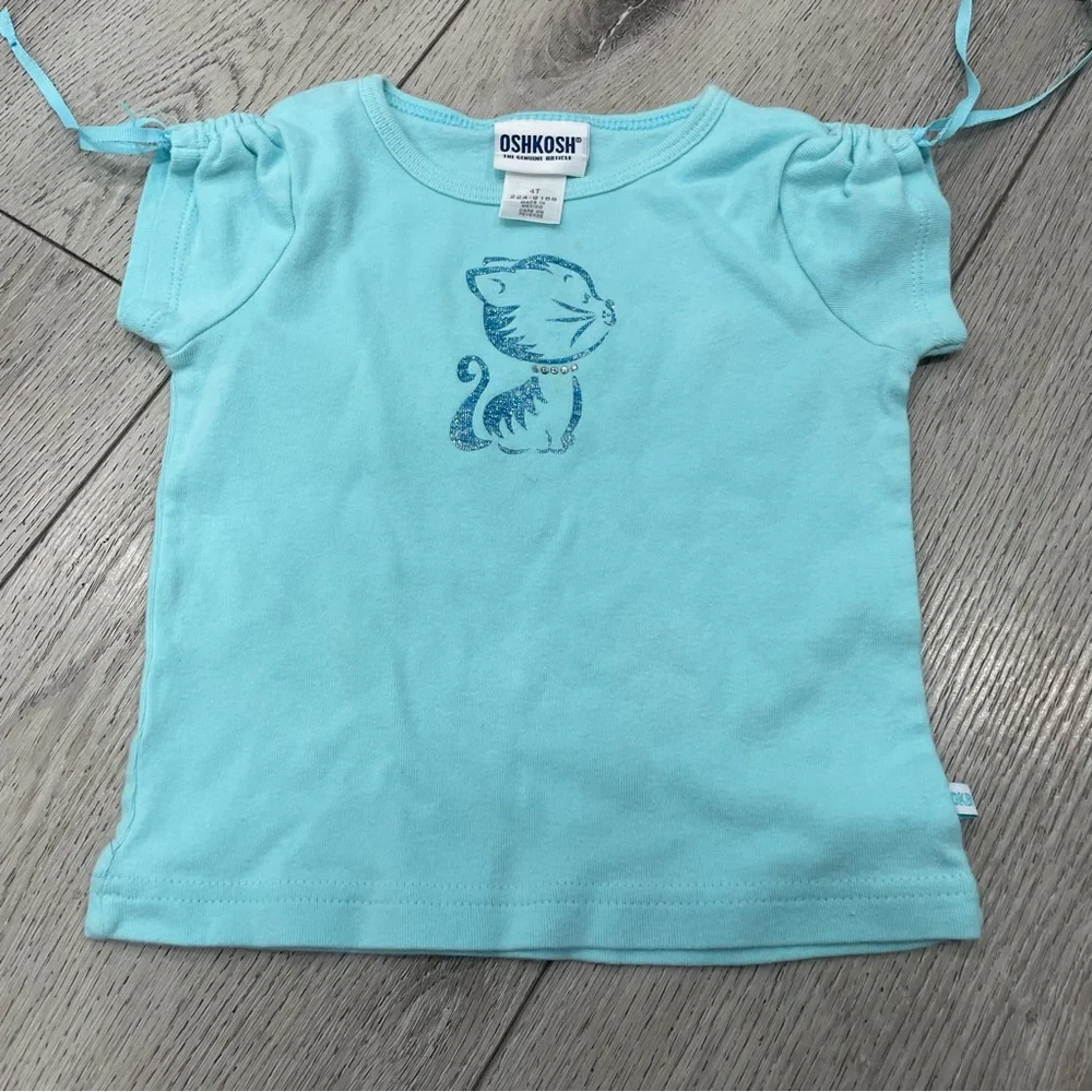 OshKosh B'gosh Aqua Tee with Cat Design